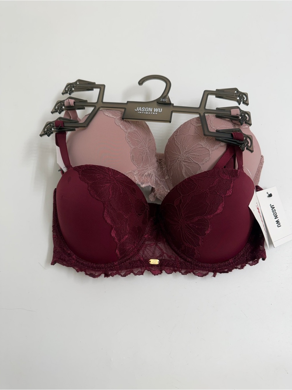 Jason Wu Intimates 36C Lace Push Up Bras Burgundy Mauve NWT Lot of 2